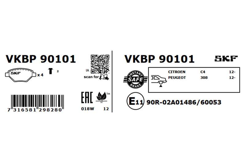 SKF Bremsbelagsatz, Scheibenbremse (VKBP 90101) Thumbnail